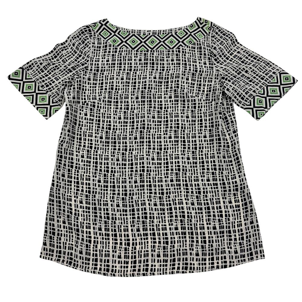 Doncaster 100% Silk Abstract Artsy Geo Print Boatneck Blouse Women's Size 8